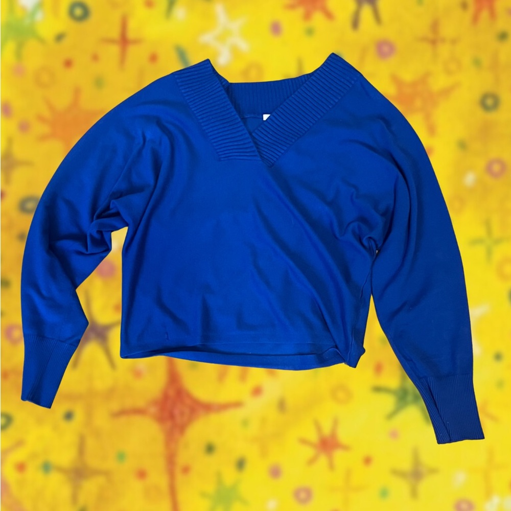 Cyrus Blue Deep Cut Sweater